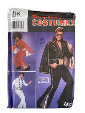 Simplicity 9916 Elvis Costume Sewing Pattern Size 34-38 Mens Jumpsuit Cape UNCUT